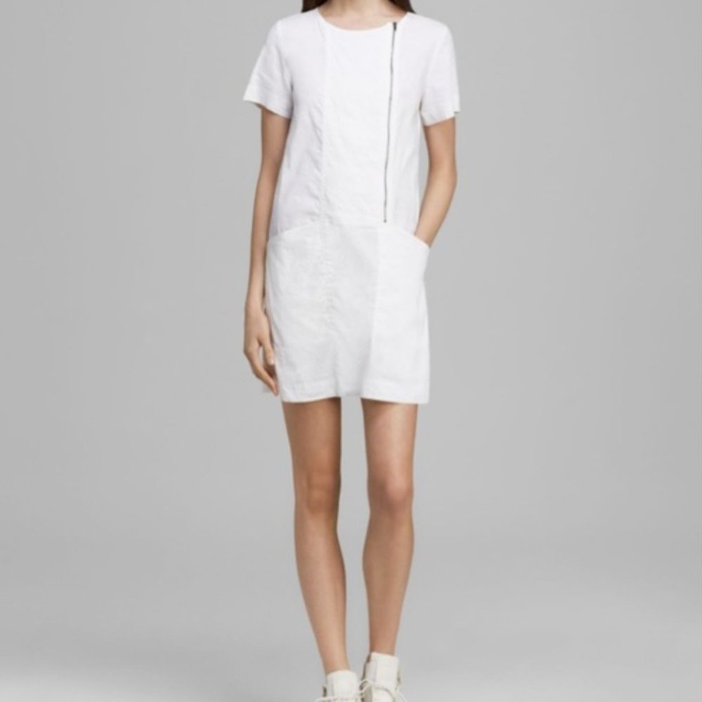 Theory Risane Crunch Dress white linen size 2